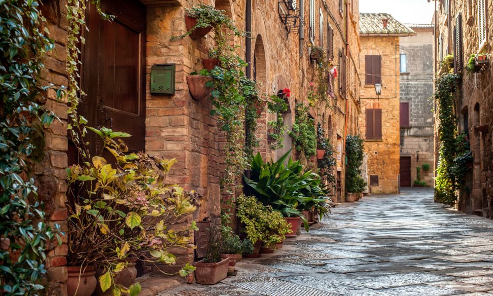 The old town and the streets of the medieval period,  Pienza, Italy.